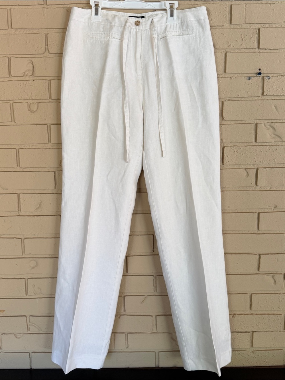 Charter Club Womens Luxury 100% Linen Wide Leg Pants White Lagenlook Resort Sz 6